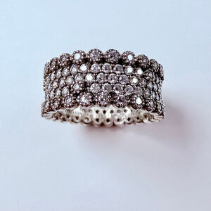 Pandora Sparkle Cubic Zirconia CZ 925 Sterling Silver 8.5mm Band Ring 196313CZ